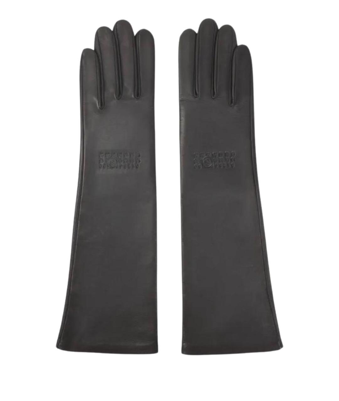 MM6 MAISON MARGIELA Серые кожаные перчатки, фото 1
