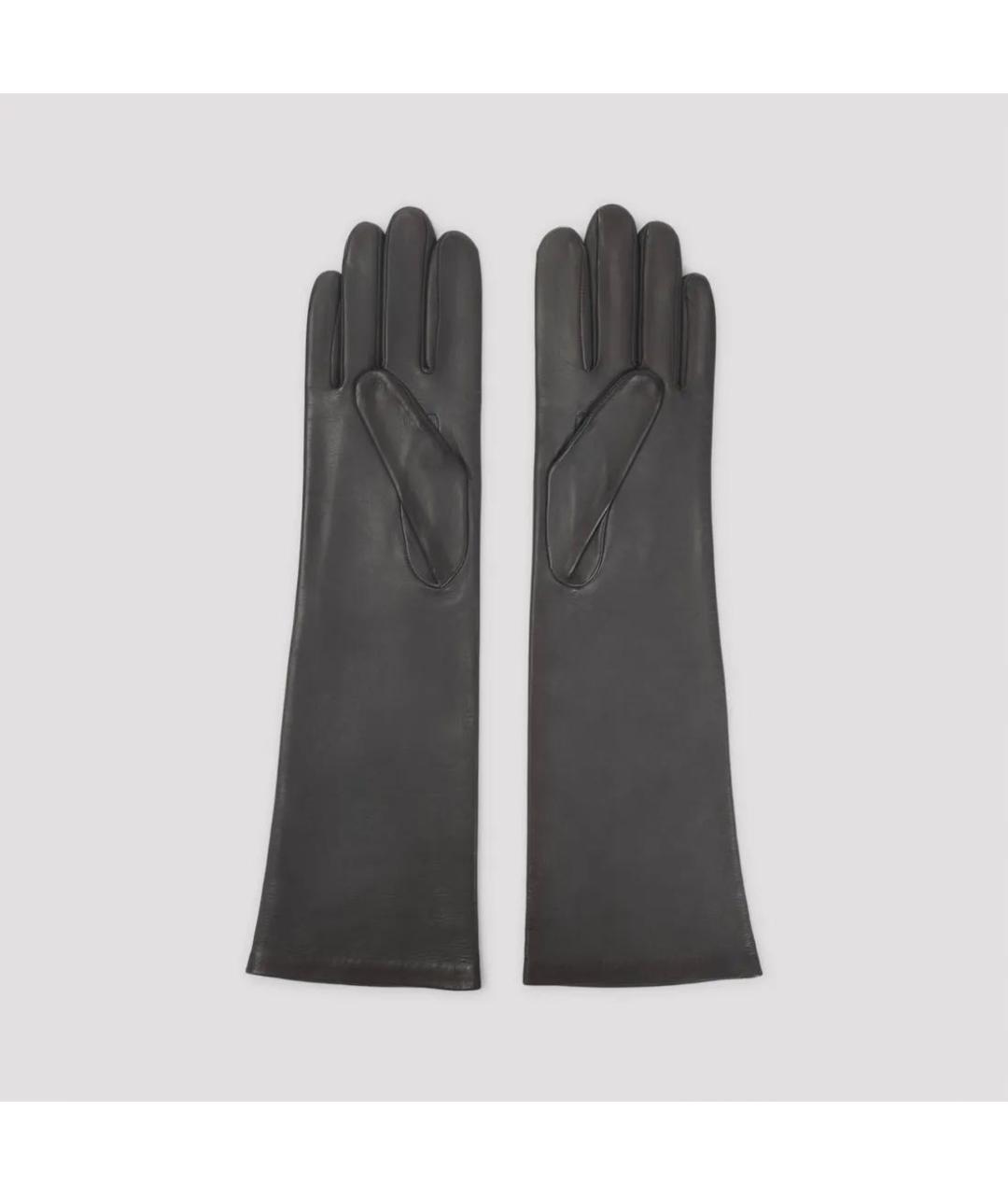 MM6 MAISON MARGIELA Серые кожаные перчатки, фото 2