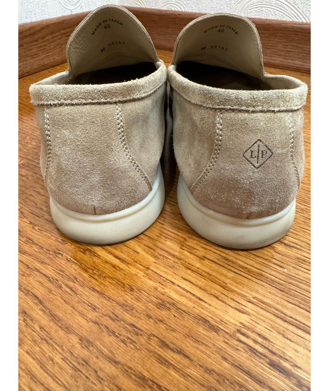 LORO PIANA Бежевые замшевые лоферы, фото 4