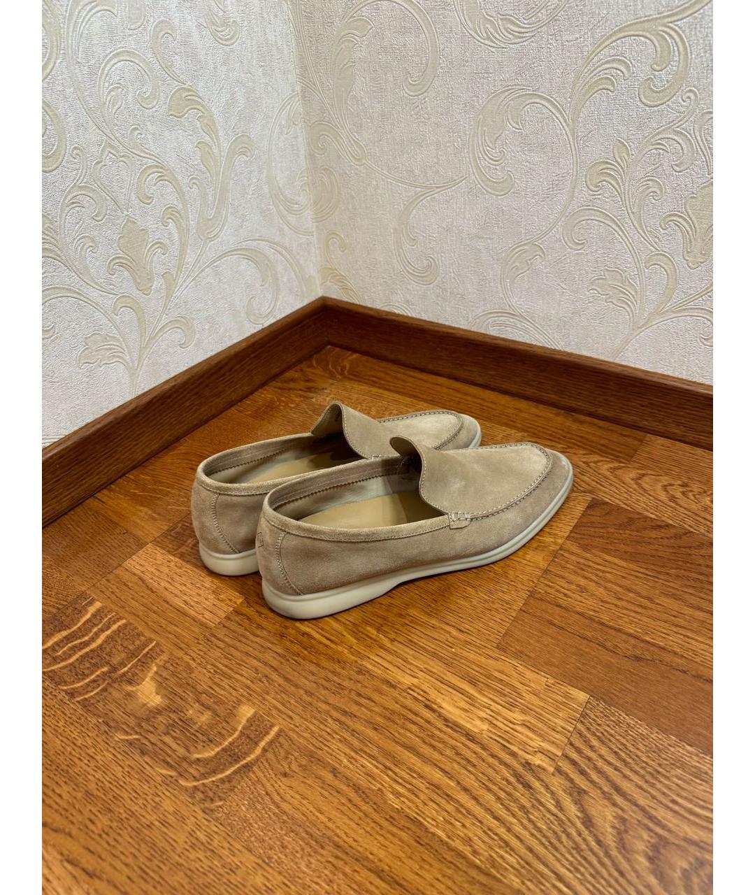 LORO PIANA Бежевые замшевые лоферы, фото 2