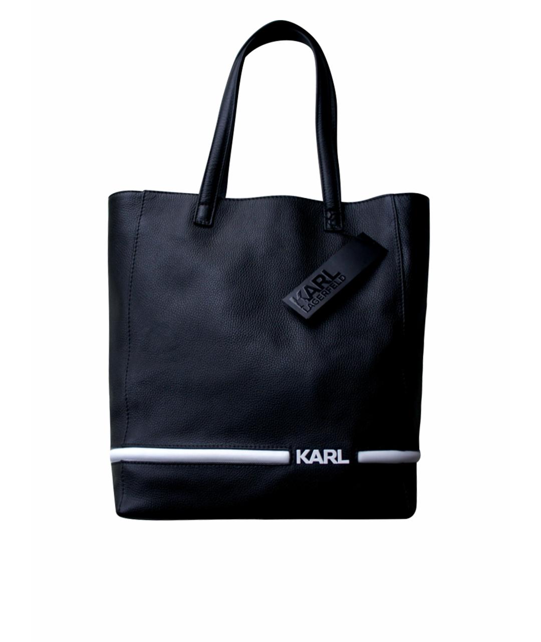 KARL LAGERFELD Черная кожаная сумка тоут, фото 1