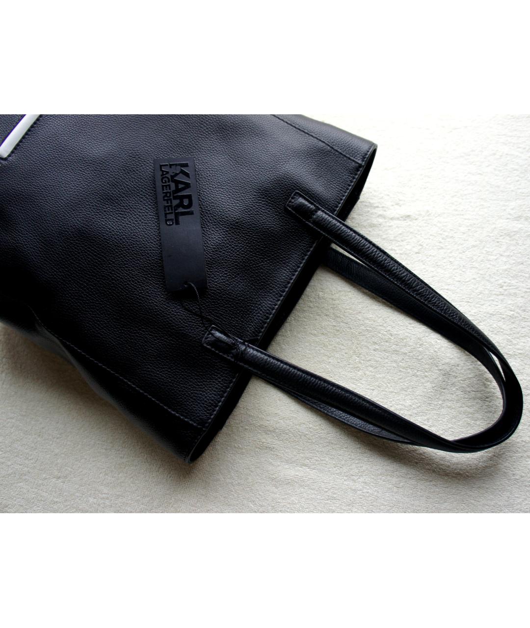 KARL LAGERFELD Черная кожаная сумка тоут, фото 3