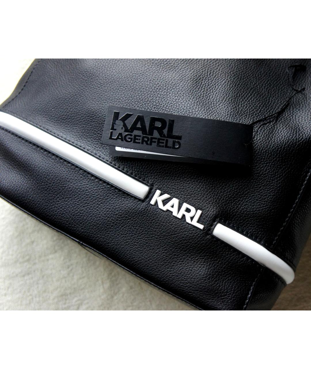 KARL LAGERFELD Черная кожаная сумка тоут, фото 4