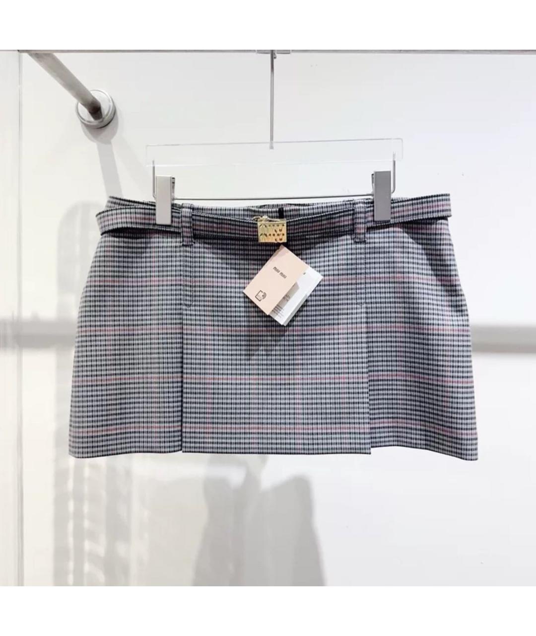 MIU MIU Мульти хлопковая юбка мини, фото 4