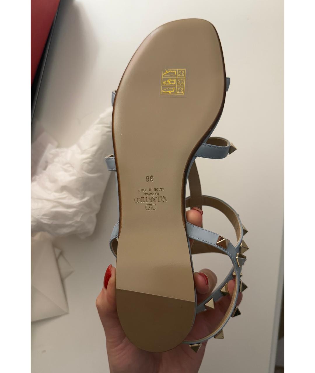 VALENTINO Голубые кожаные босоножки, фото 6