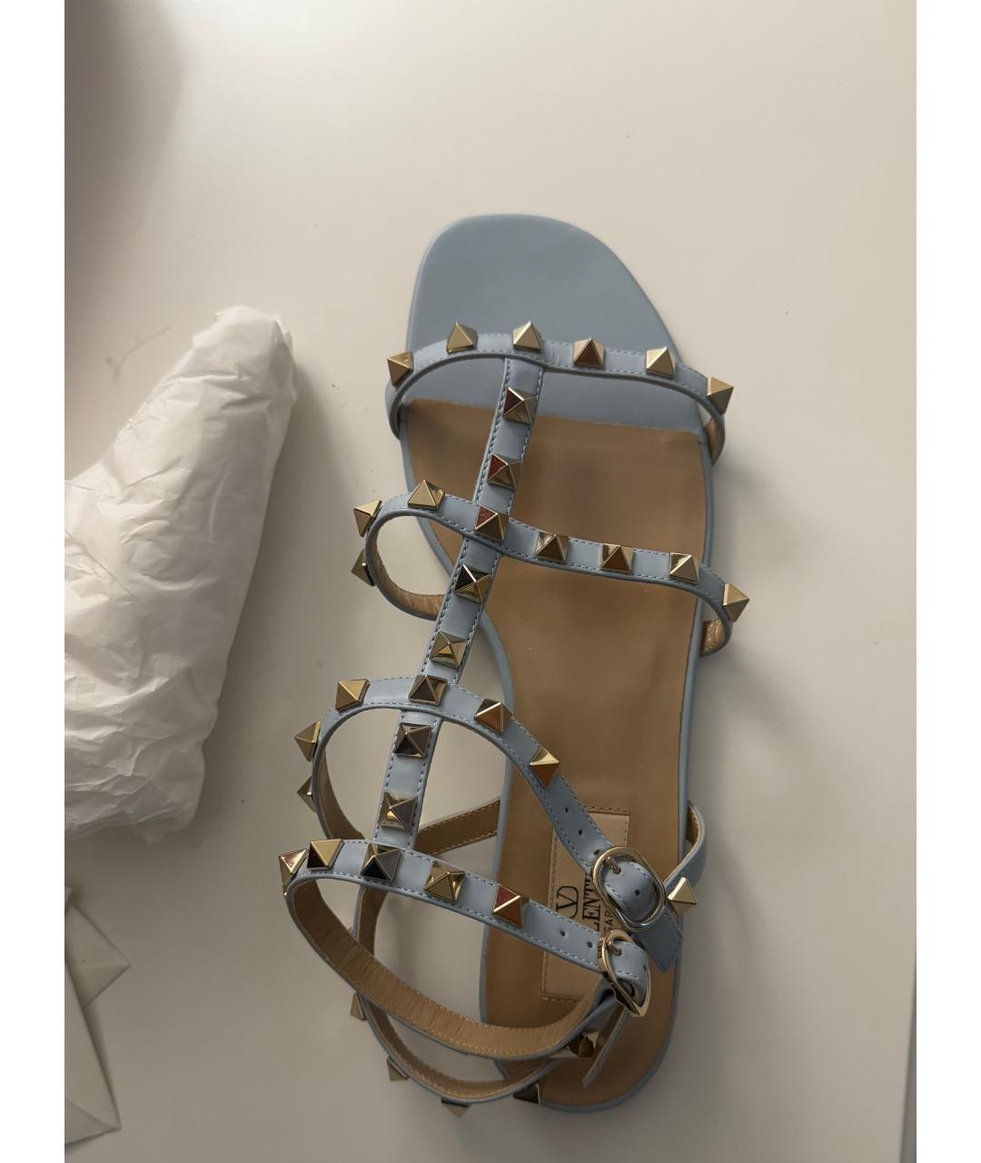 VALENTINO Голубые кожаные босоножки, фото 5
