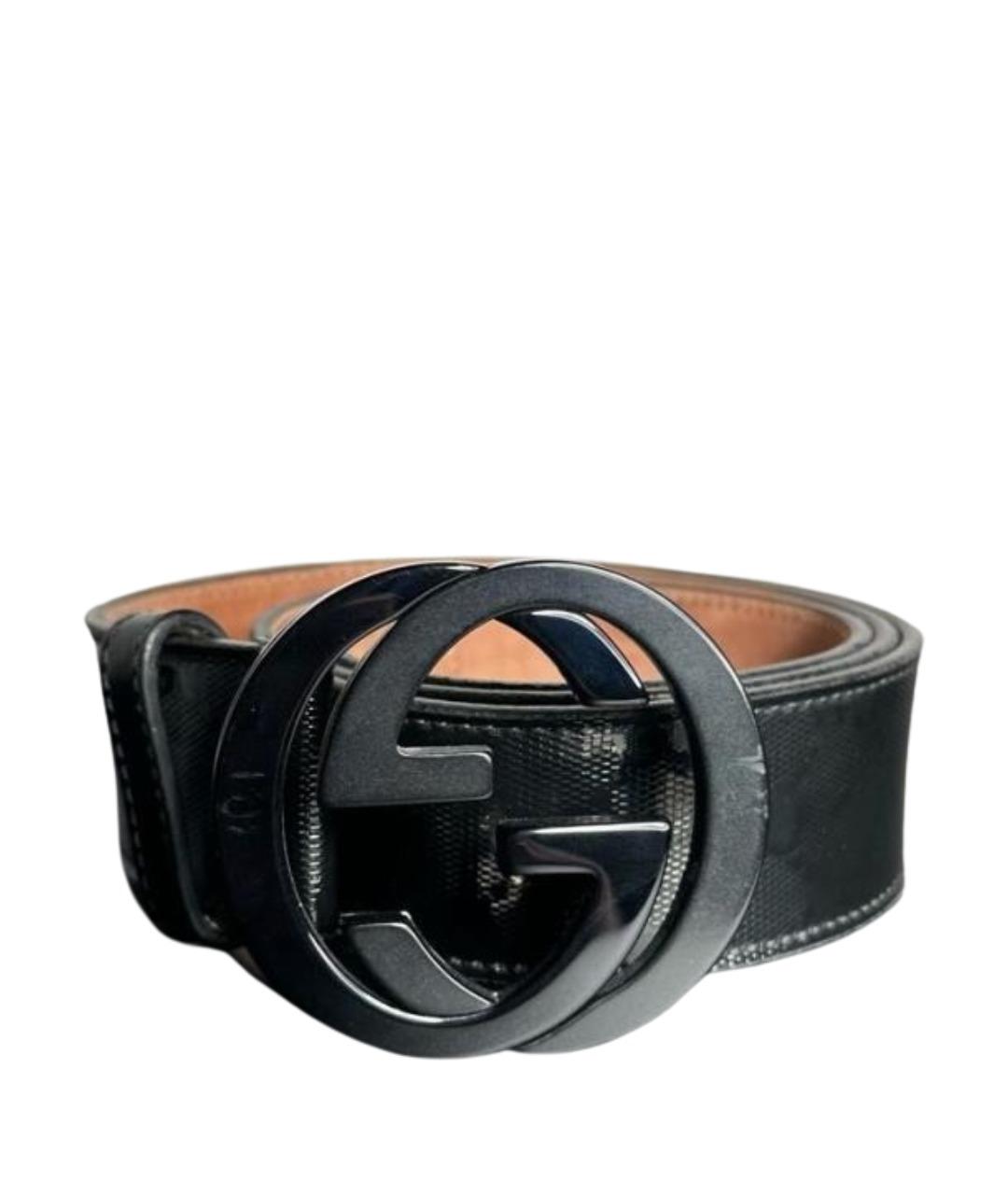 GUCCI Черный ремень из лакированной кожи, фото 1