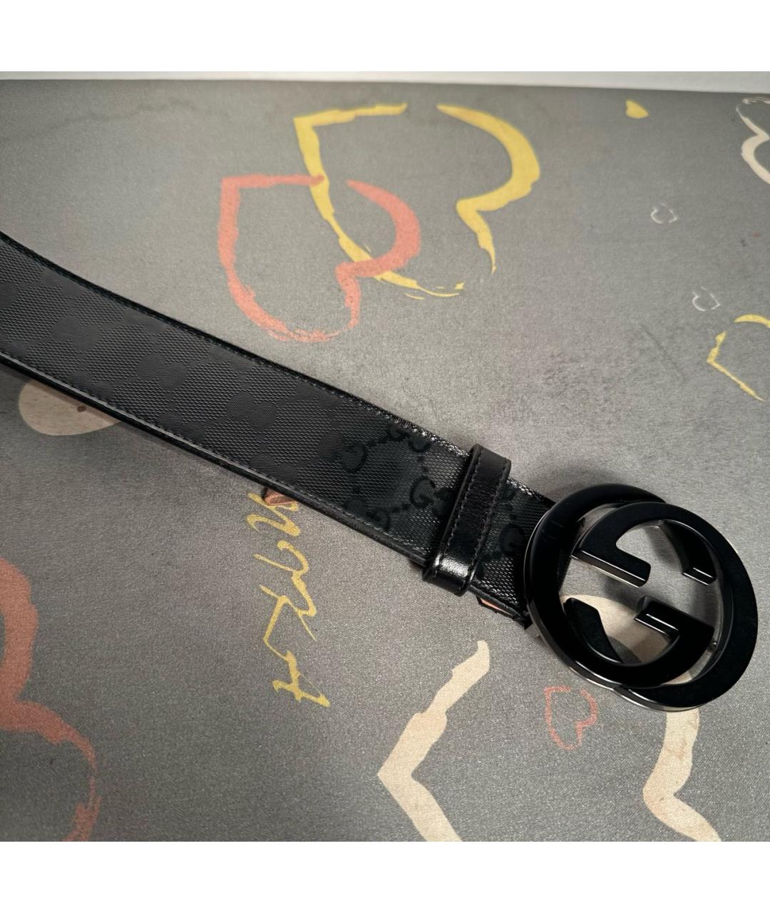 GUCCI Черный ремень из лакированной кожи, фото 2