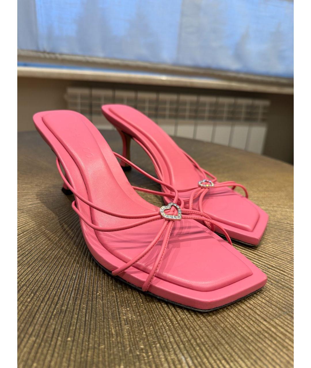 JIMMY CHOO Розовые кожаные мюли, фото 6