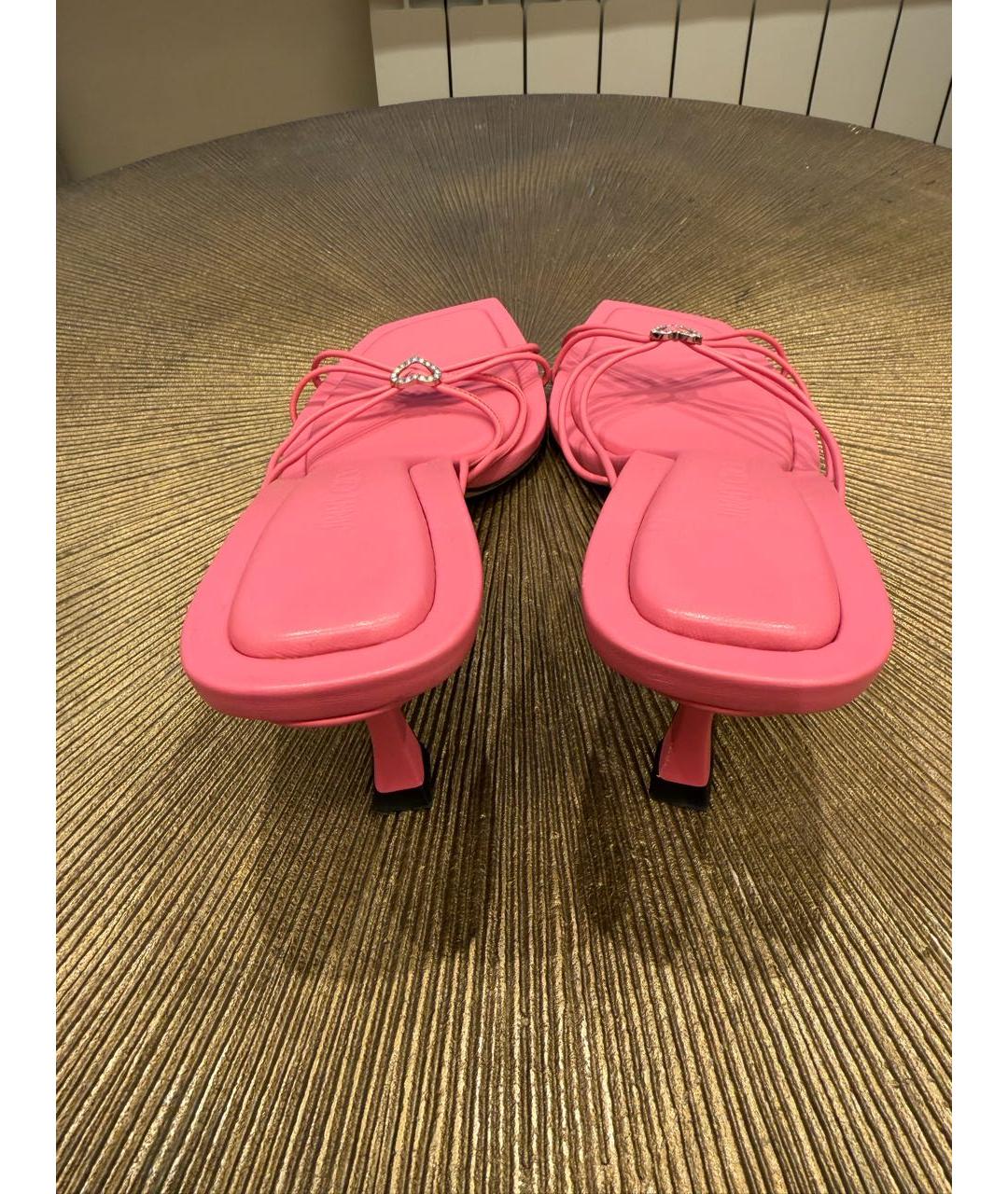 JIMMY CHOO Розовые кожаные мюли, фото 3