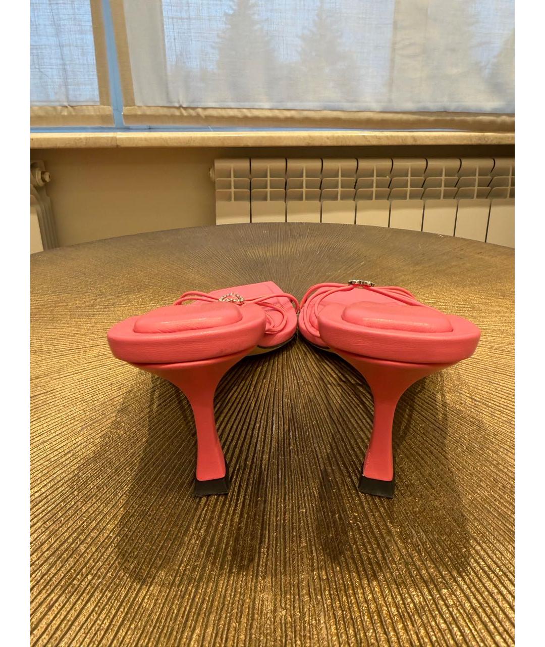JIMMY CHOO Розовые кожаные мюли, фото 4
