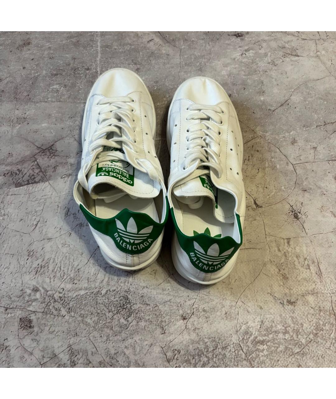 BALENCIAGA Белые кожаные низкие кроссовки / кеды, фото 3