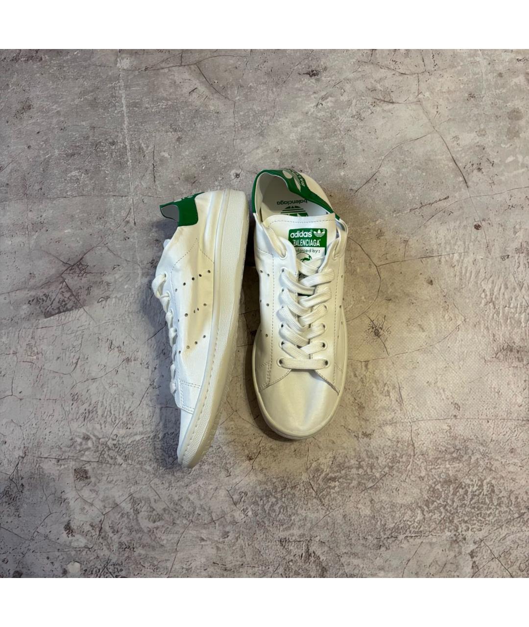 BALENCIAGA Белые кожаные низкие кроссовки / кеды, фото 6