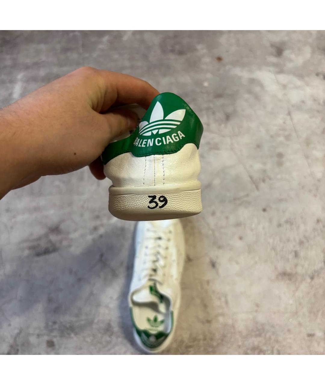 BALENCIAGA Белые кожаные низкие кроссовки / кеды, фото 4