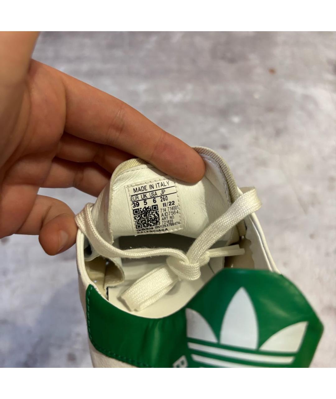 BALENCIAGA Белые кожаные низкие кроссовки / кеды, фото 5