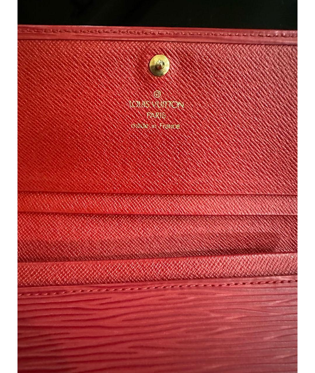 LOUIS VUITTON Красный кожаный кошелек, фото 5