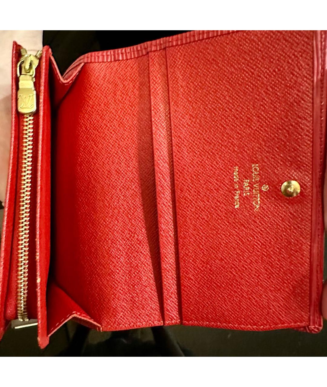 LOUIS VUITTON Красный кожаный кошелек, фото 4