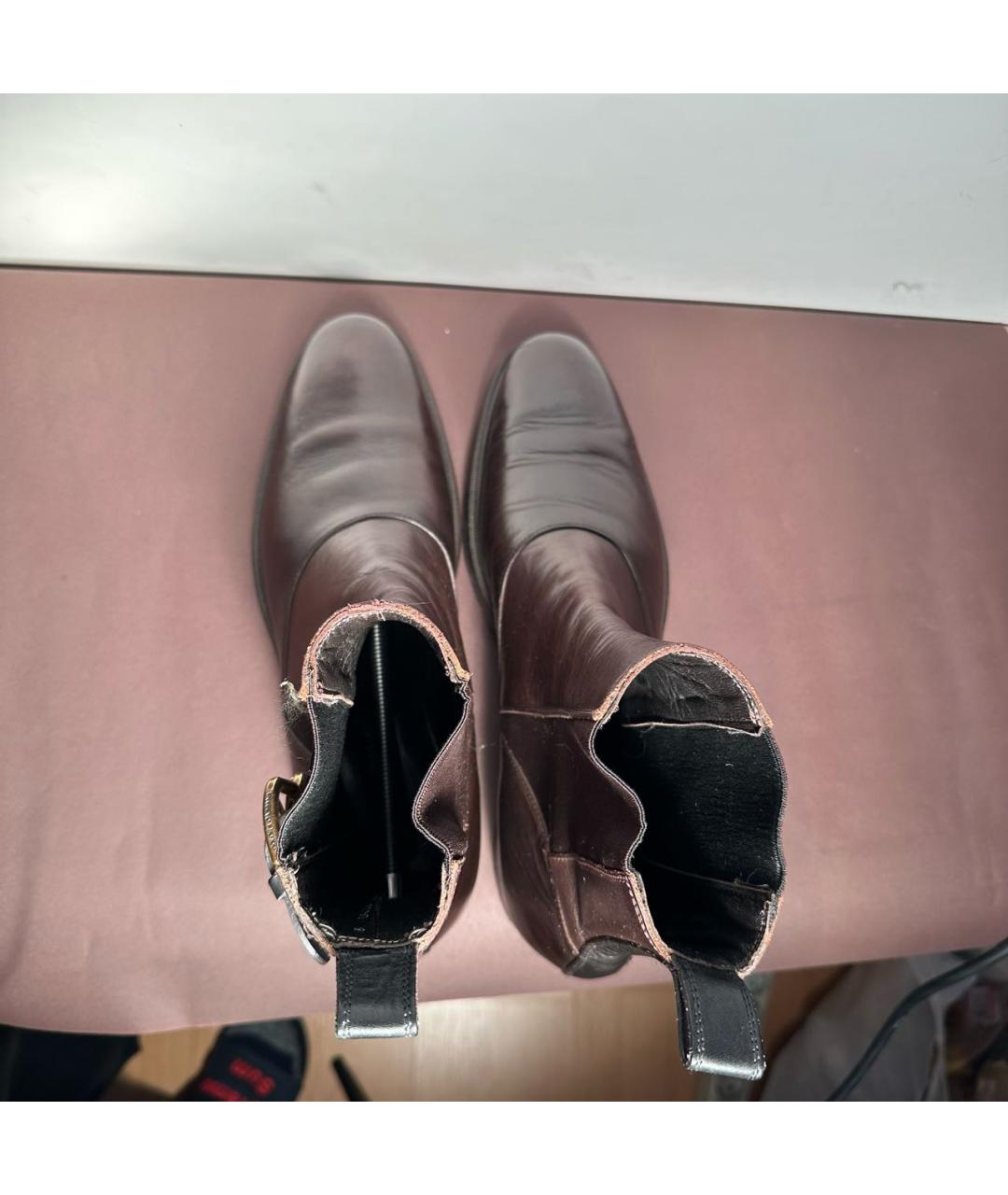 DOLCE&GABBANA Коричневые кожаные высокие ботинки, фото 3