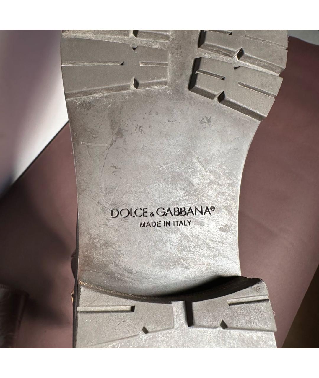 DOLCE&GABBANA Коричневые кожаные высокие ботинки, фото 4