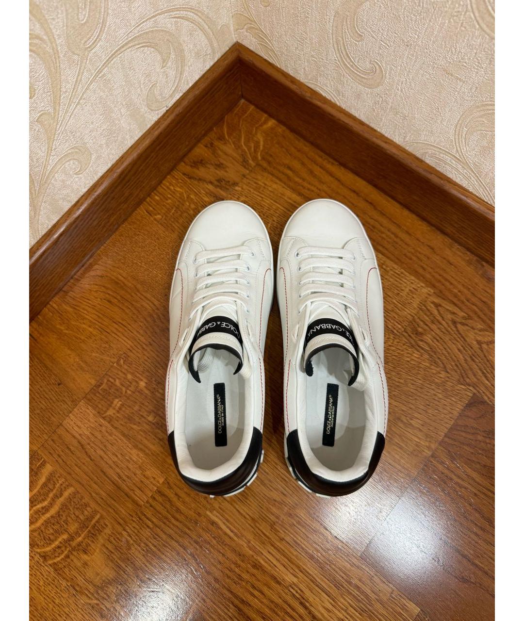 DOLCE&GABBANA Белые кожаные низкие кроссовки / кеды, фото 4