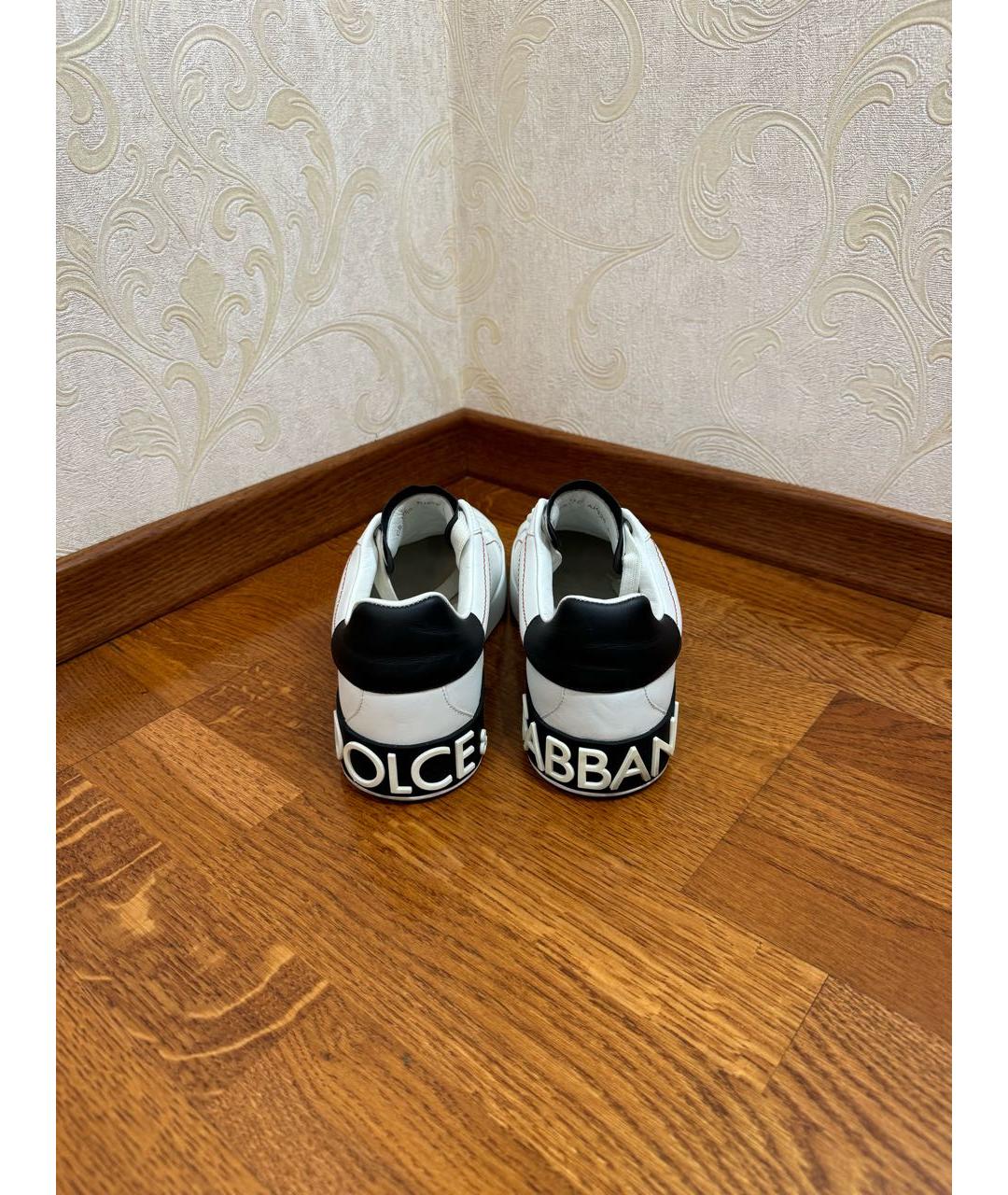 DOLCE&GABBANA Белые кожаные низкие кроссовки / кеды, фото 5