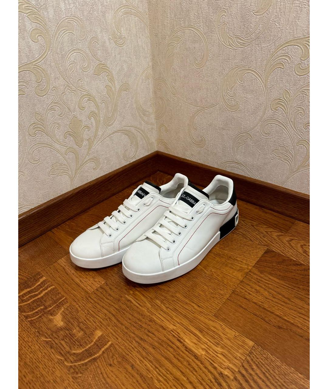 DOLCE&GABBANA Белые кожаные низкие кроссовки / кеды, фото 2