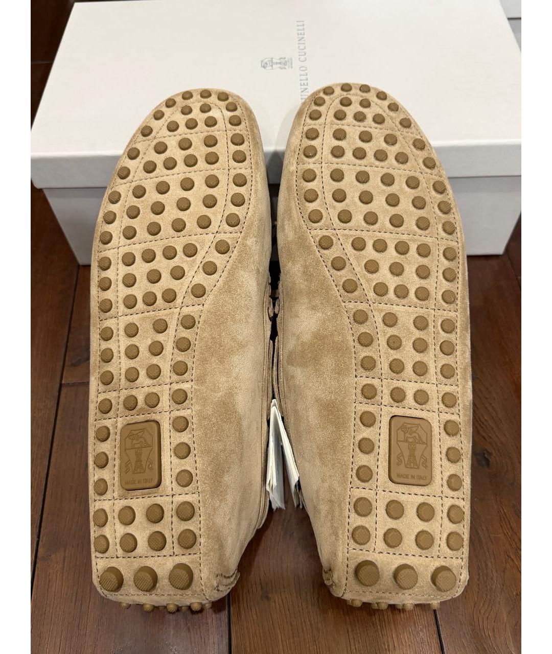 BRUNELLO CUCINELLI Бежевые замшевые мокасины, фото 3