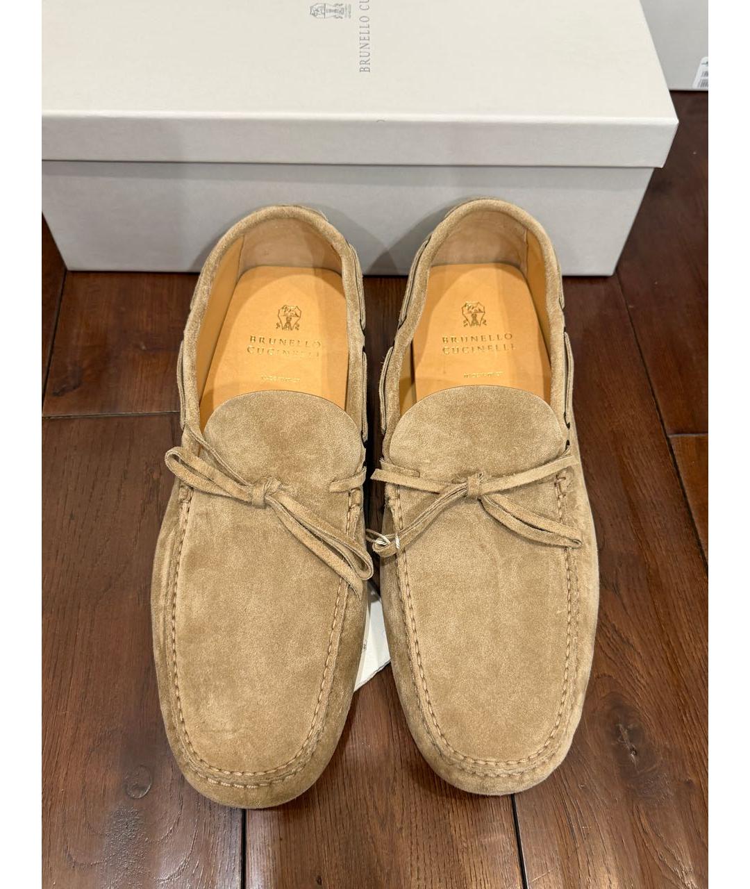 BRUNELLO CUCINELLI Бежевые замшевые мокасины, фото 2