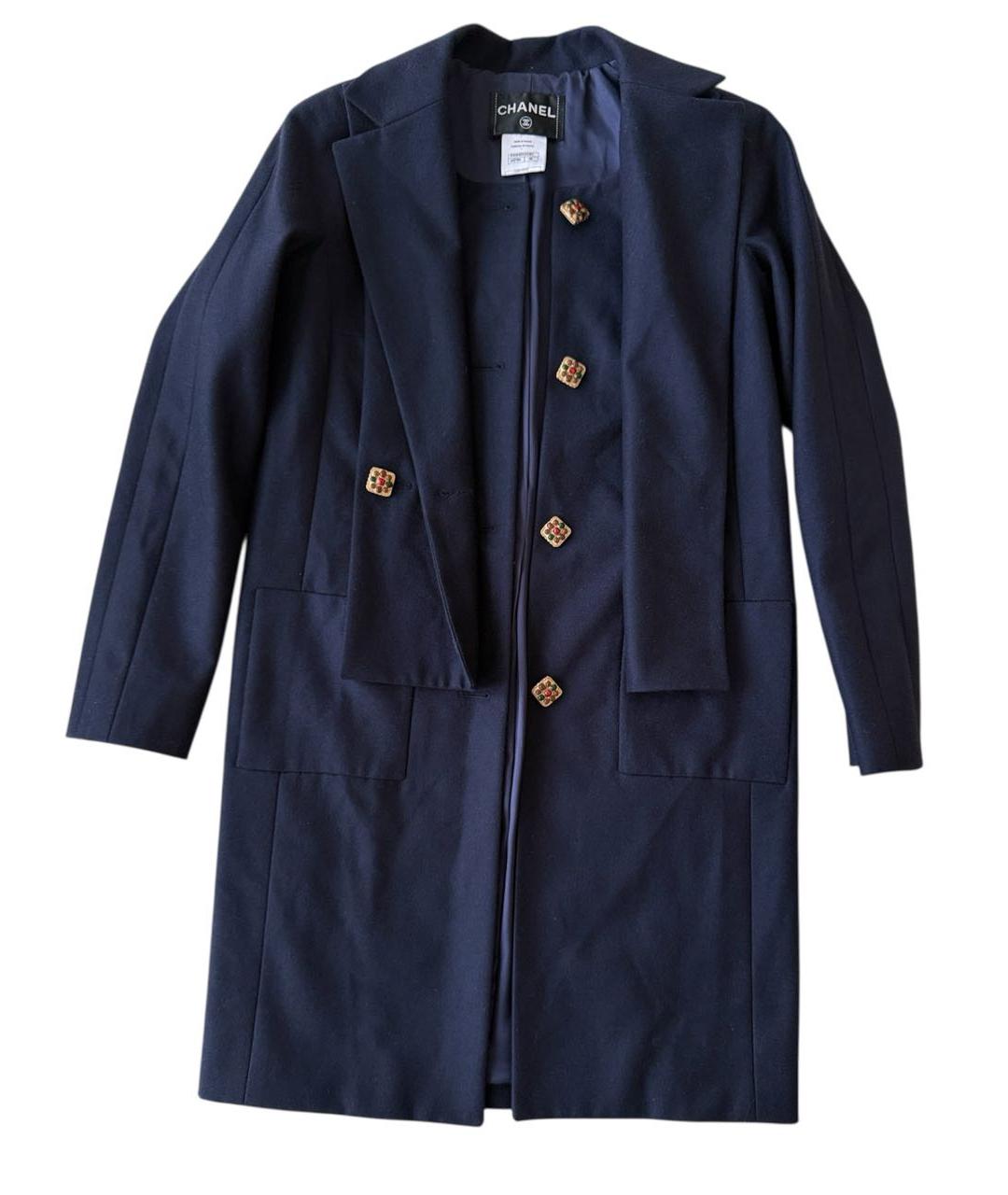 CHANEL Темно-синее шерстяное пальто, фото 6