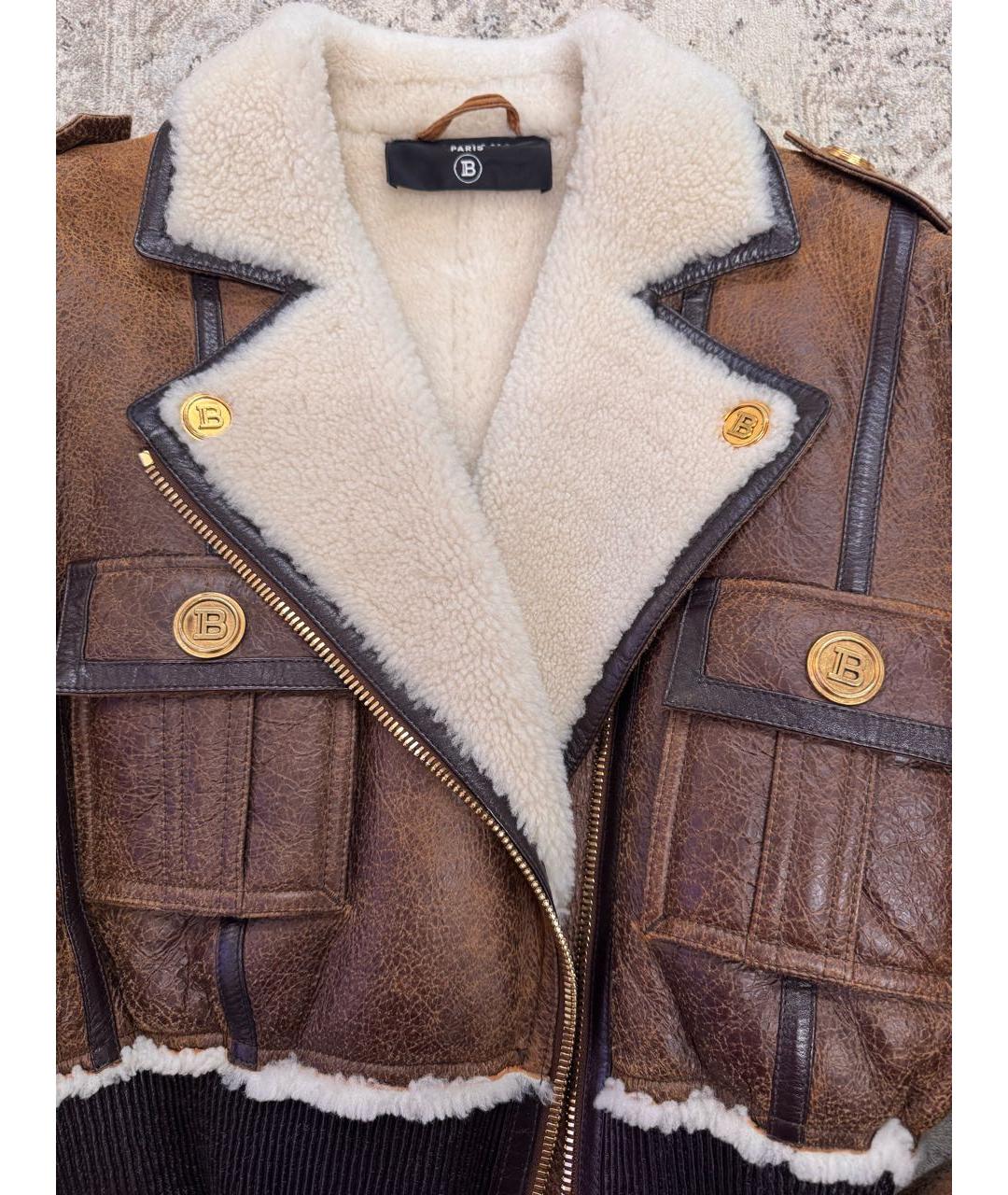 BALMAIN Коричневая меховая дубленка, фото 3