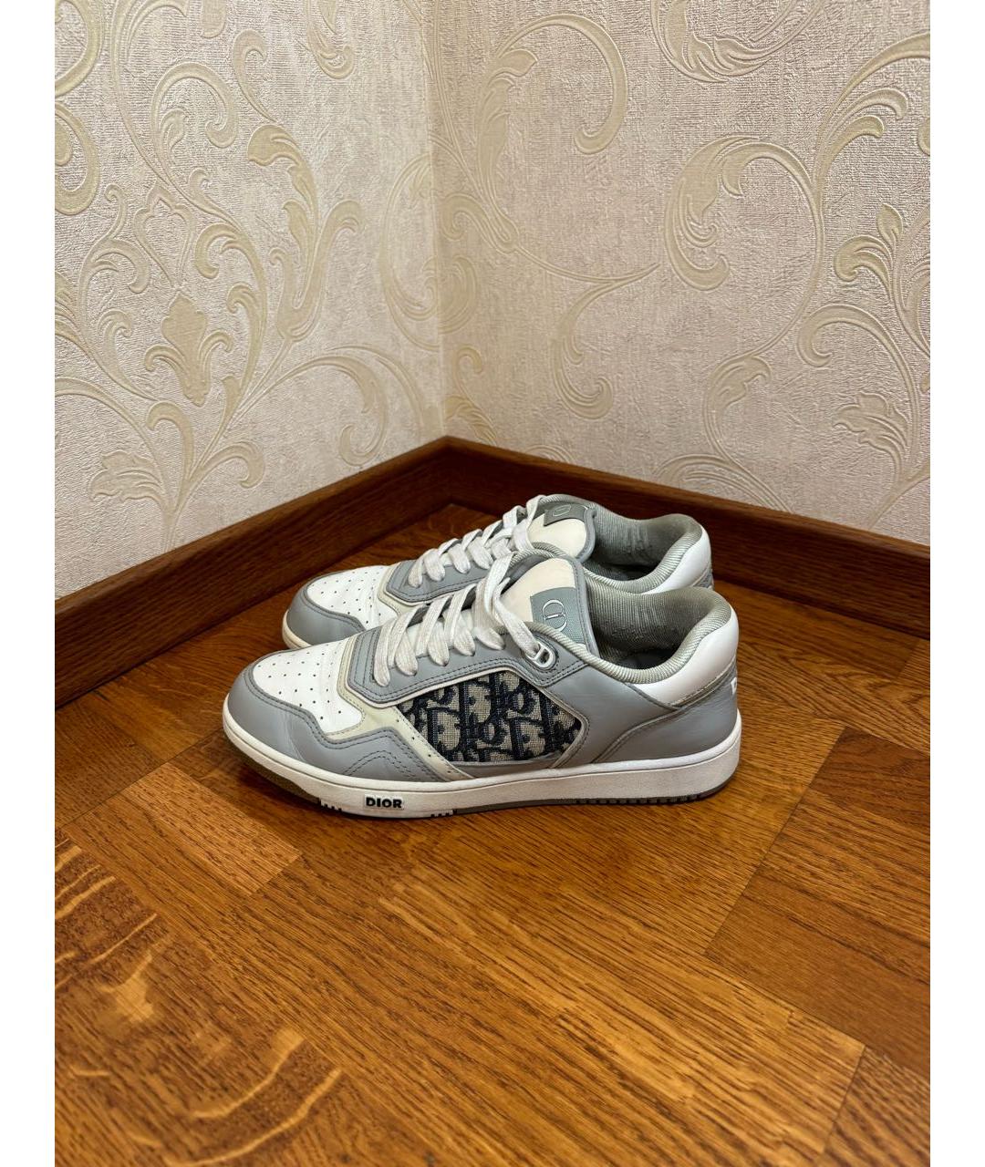 CHRISTIAN DIOR Серые кожаные низкие кроссовки / кеды, фото 5