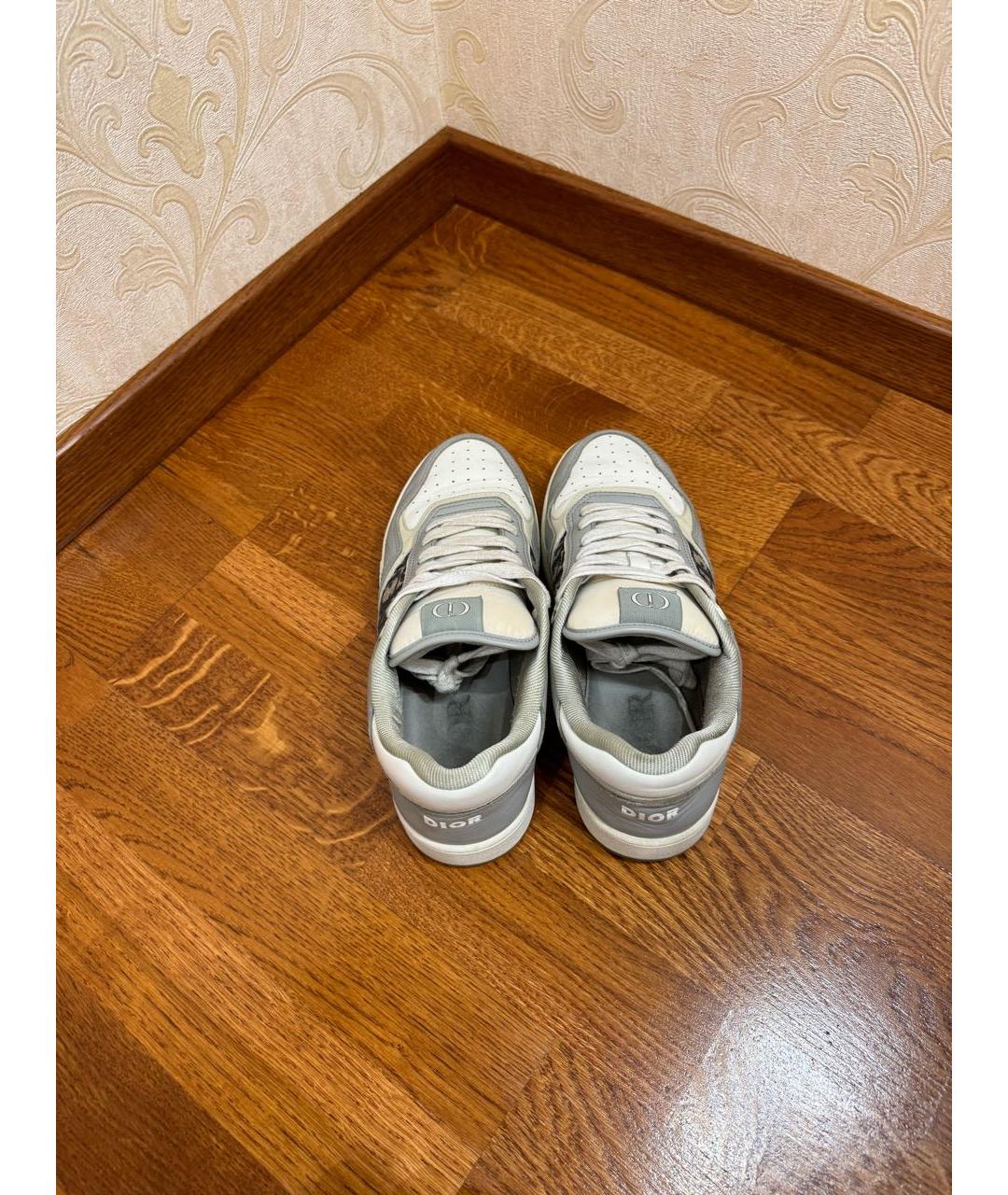 CHRISTIAN DIOR Серые кожаные низкие кроссовки / кеды, фото 3