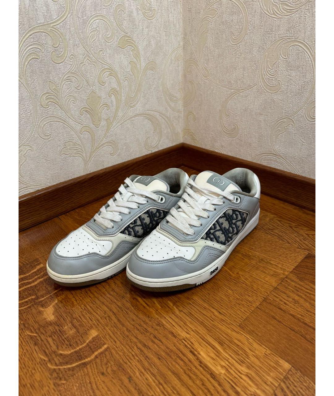 CHRISTIAN DIOR Серые кожаные низкие кроссовки / кеды, фото 4