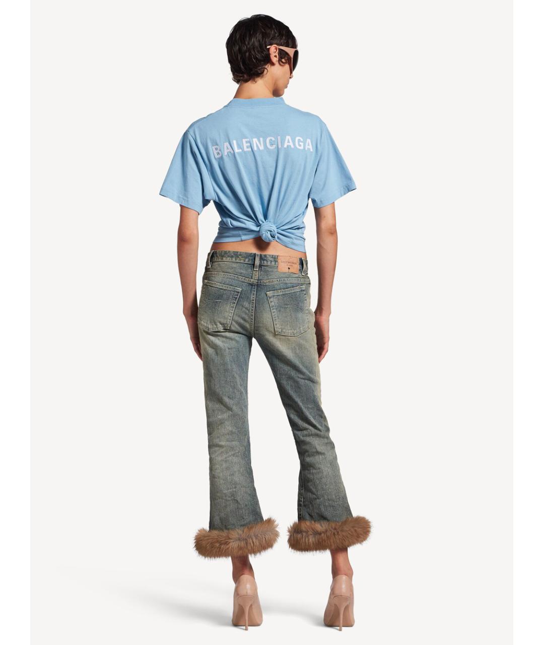 BALENCIAGA Синяя хлопковая футболка, фото 3