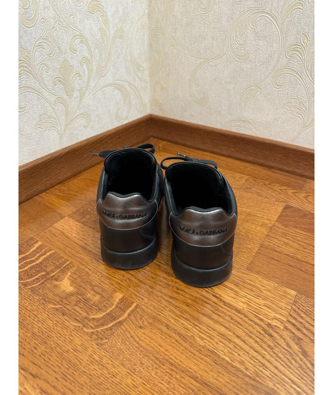DOLCE&GABBANA Черные кожаные низкие кроссовки / кеды, фото 4