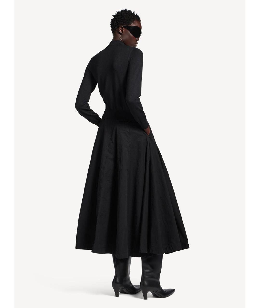 BALENCIAGA Черная хлопковая юбка миди, фото 3