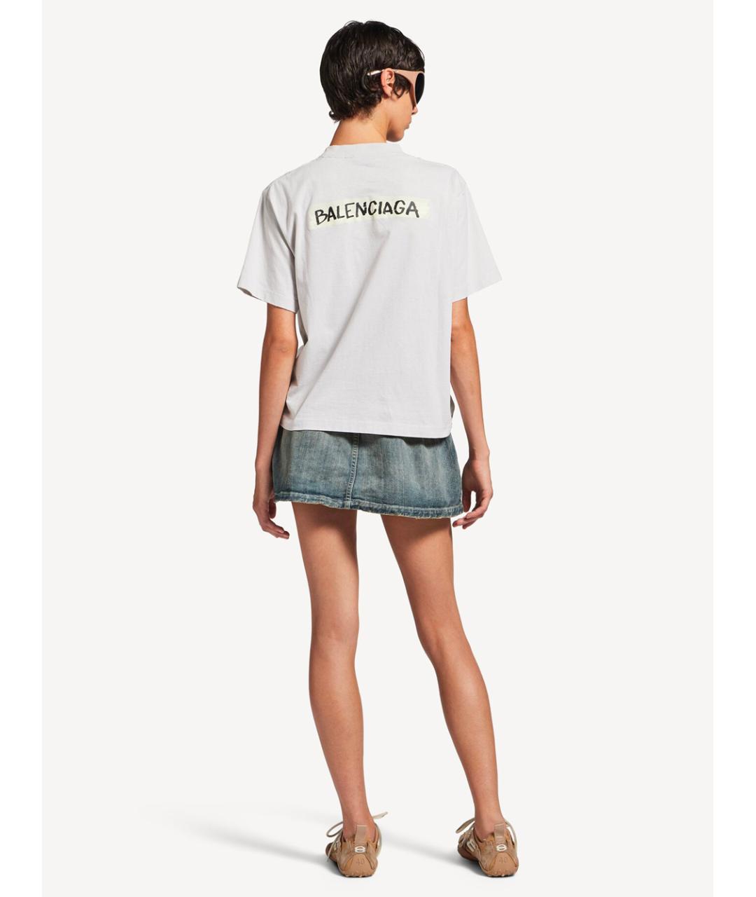 BALENCIAGA Серая хлопковая футболка, фото 3