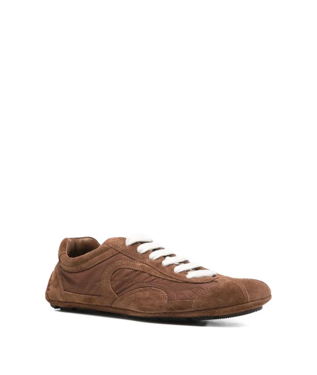 PRADA Коричневые замшевые кроссовки, фото 2