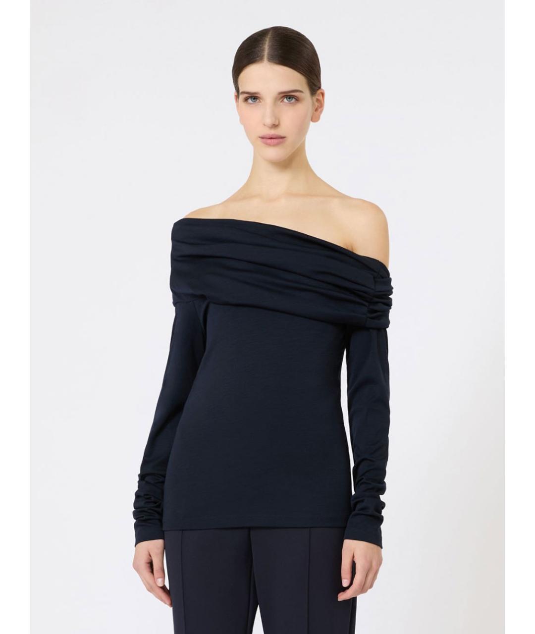 MAX MARA Темно-синяя шерстяная блузы, фото 2