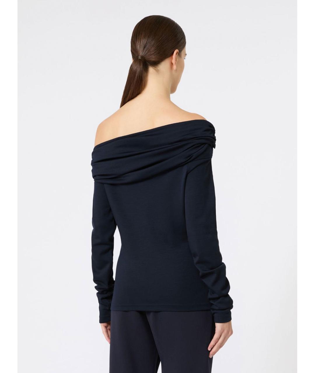 MAX MARA Темно-синяя шерстяная блузы, фото 3