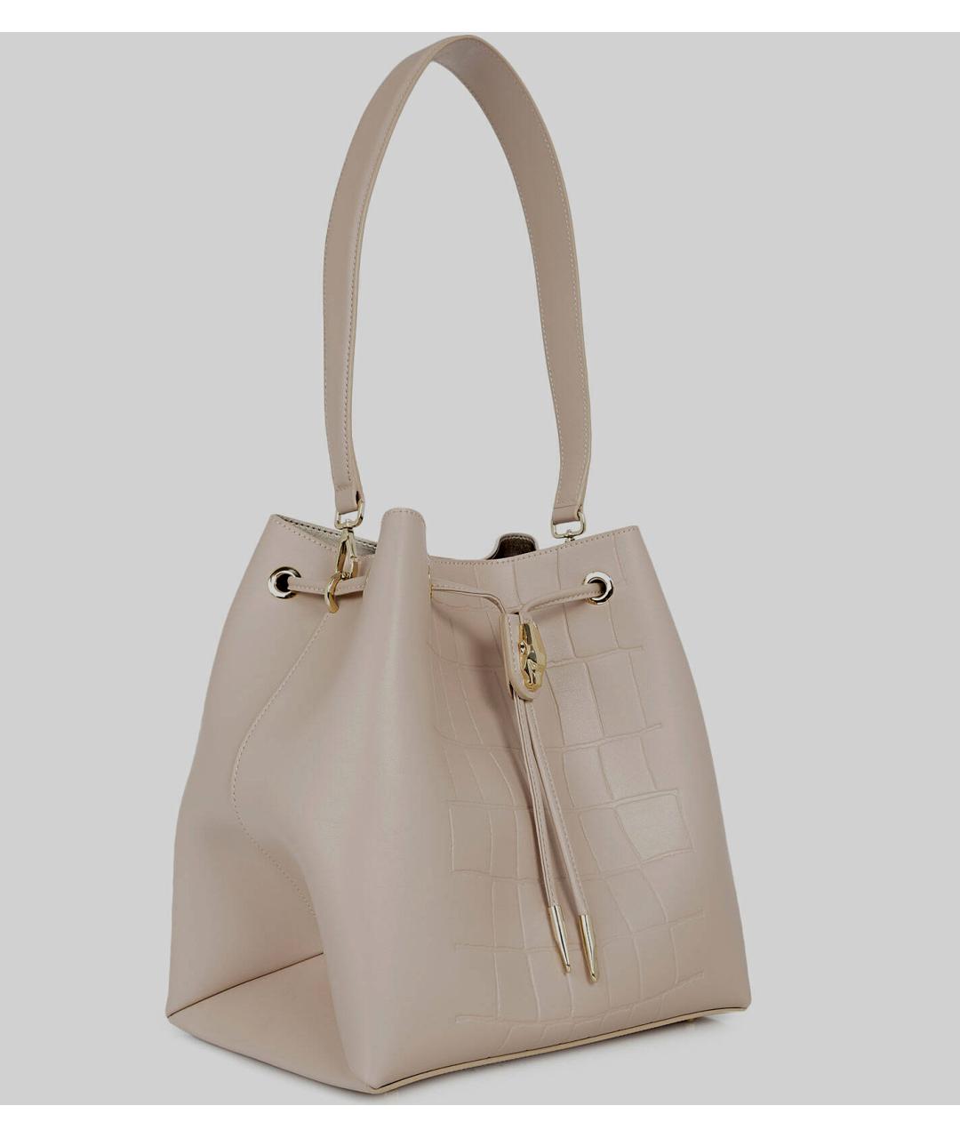 CAVALLI CLASS Бежевая кожаная сумка тоут, фото 2