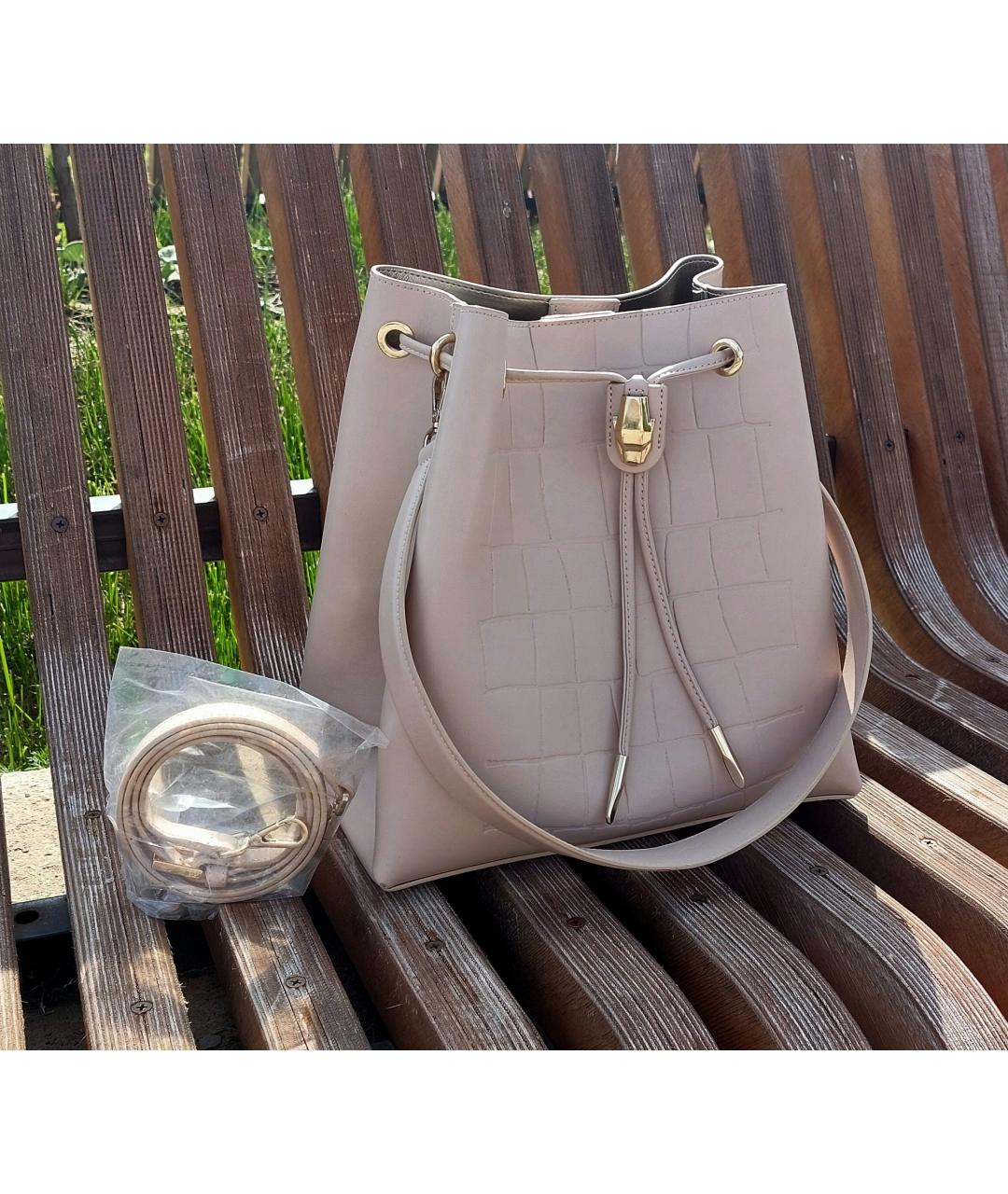 CAVALLI CLASS Бежевая кожаная сумка тоут, фото 4