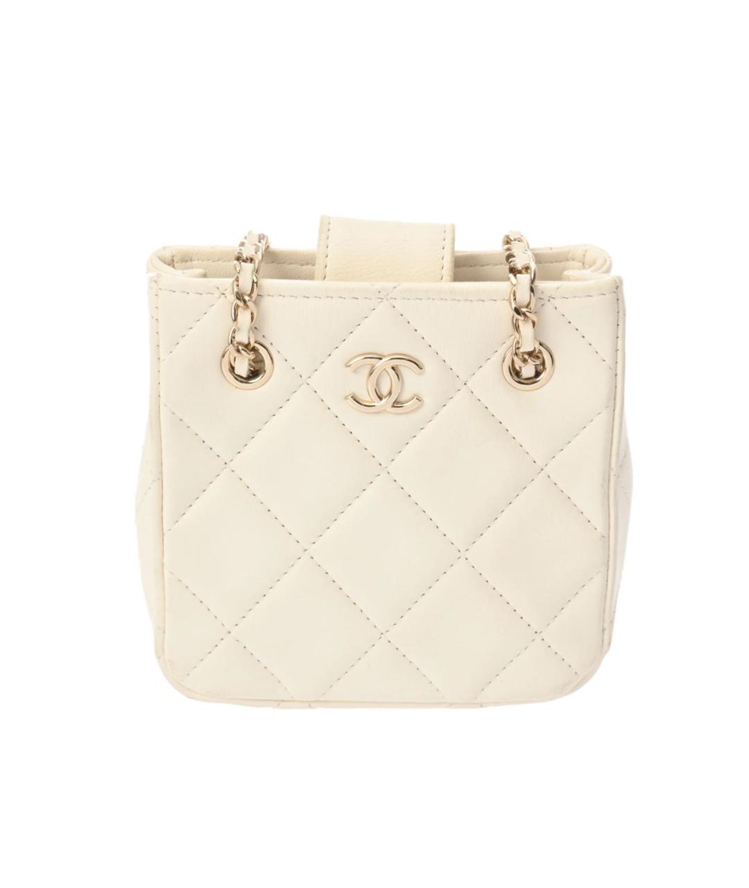 CHANEL Бежевая кожаная сумка через плечо, фото 9