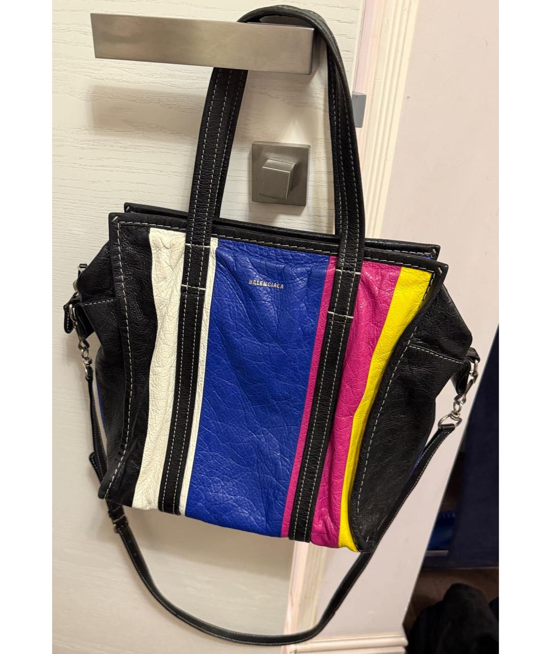 BALENCIAGA Черная кожаная сумка тоут, фото 9