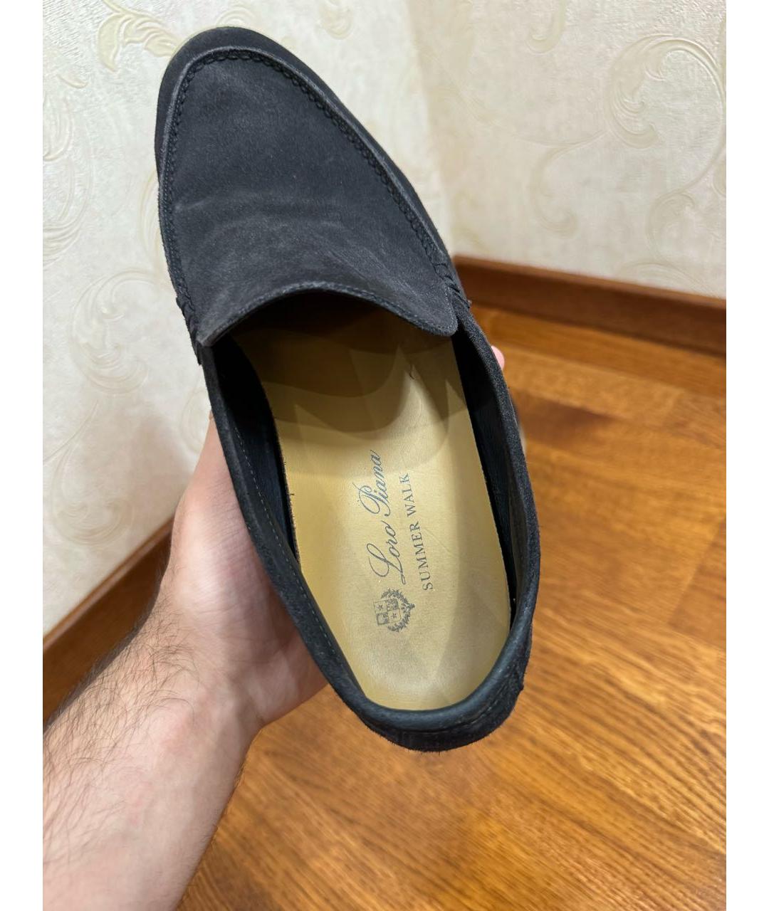 LORO PIANA Черные замшевые лоферы, фото 5