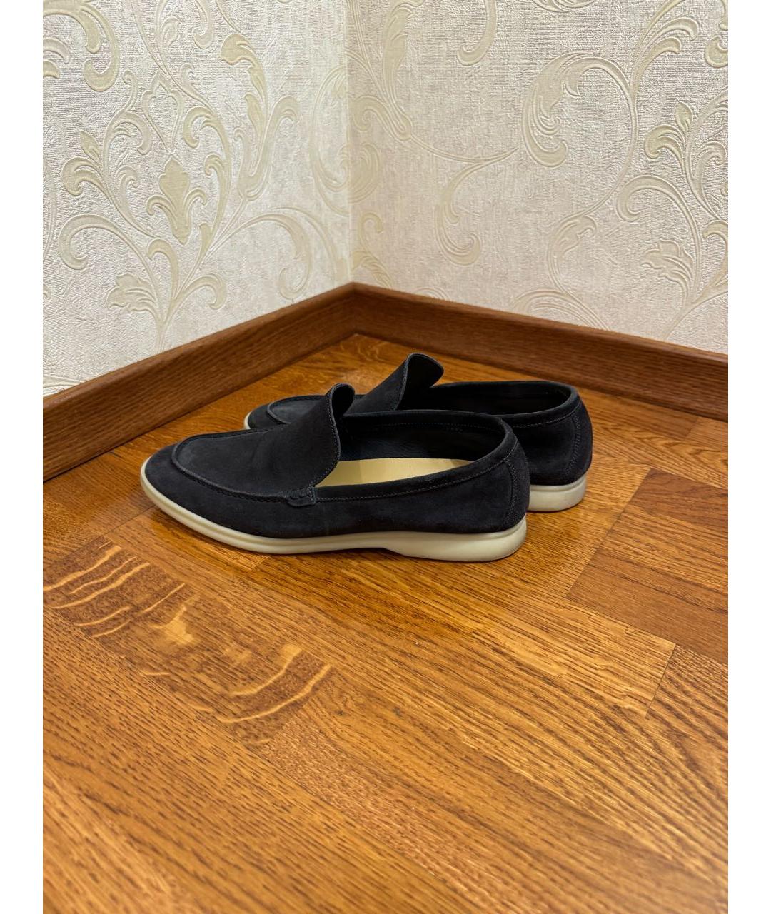 LORO PIANA Черные замшевые лоферы, фото 6