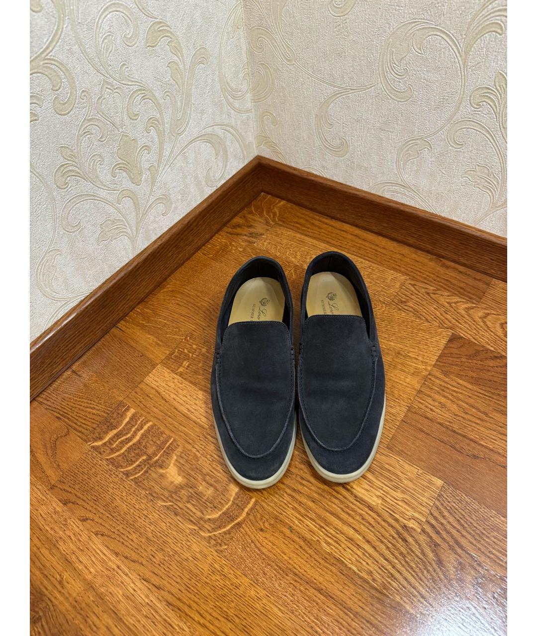 LORO PIANA Черные замшевые лоферы, фото 2