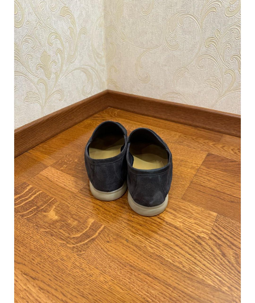 LORO PIANA Черные замшевые лоферы, фото 4