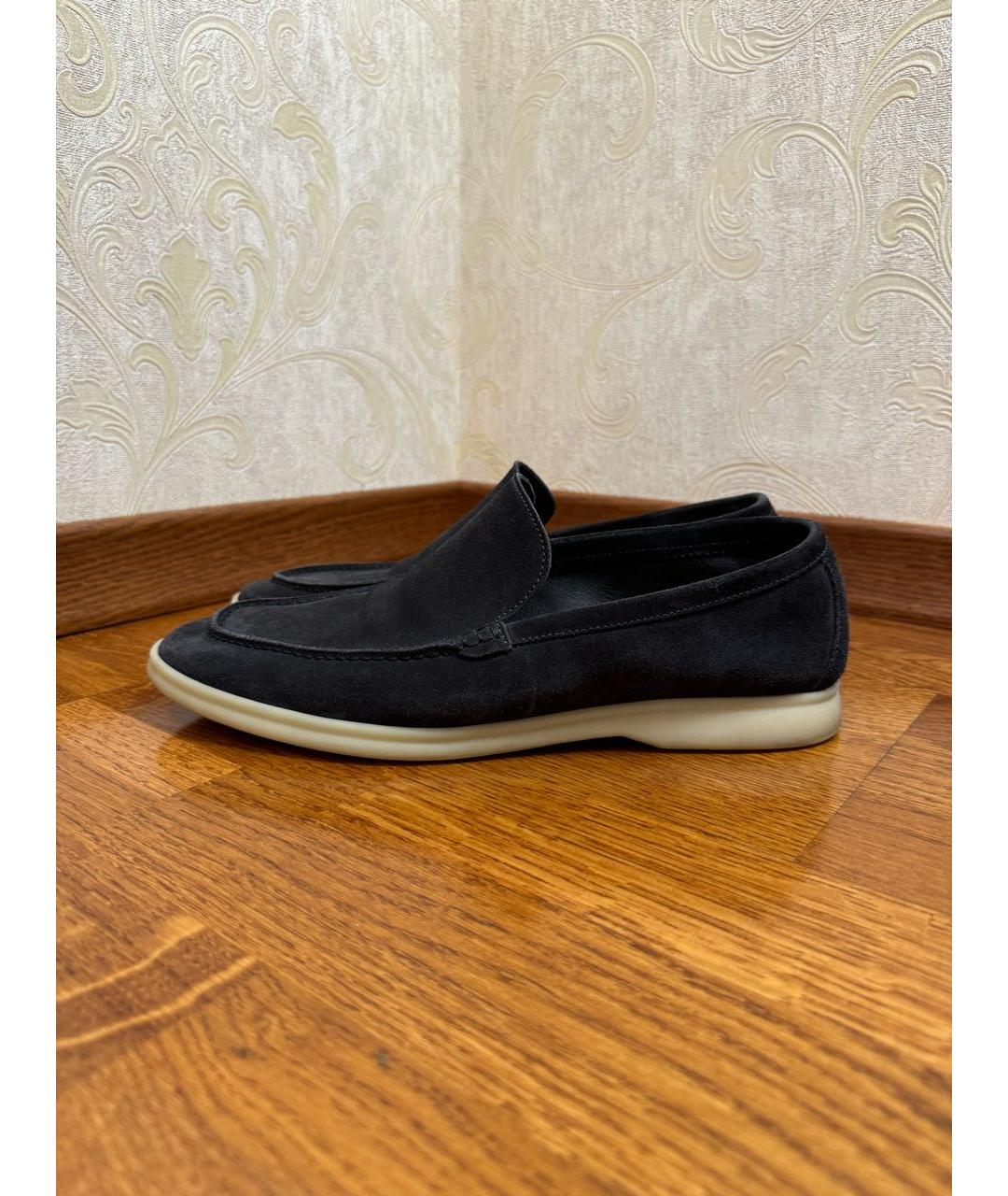 LORO PIANA Черные замшевые лоферы, фото 7