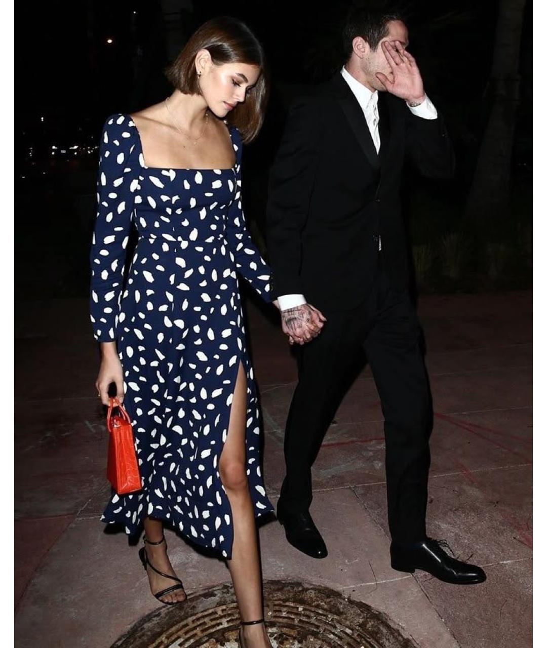 REFORMATION Темно-синее вискозное повседневное платье, фото 6